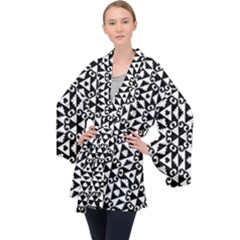 Geometric Tile Background Velvet Kimono Robe