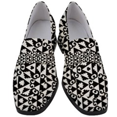 Geometric Tile Background Women s Chunky Heel Loafers