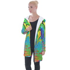 Fractal Art Psychedelic Fantasy Longline Hooded Cardigan