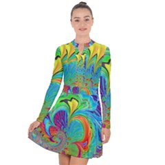 Fractal Art Psychedelic Fantasy Long Sleeve Panel Dress by Pakrebo