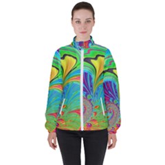 Fractal Art Psychedelic Fantasy High Neck Windbreaker (women)