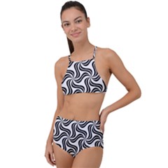 Soft Pattern Repeat Monochrome High Waist Tankini Set