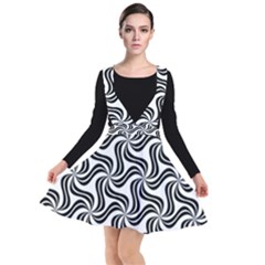 Soft Pattern Repeat Monochrome Plunge Pinafore Dress