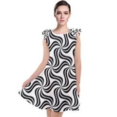 Soft Pattern Repeat Monochrome Tie Up Tunic Dress by Pakrebo