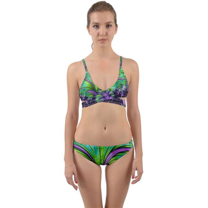 Fractal Art Artwork Feather Swirl Wrap Around Bikini Set