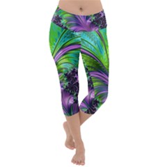 Fractal Art Artwork Feather Swirl Lightweight Velour Capri Yoga Leggings