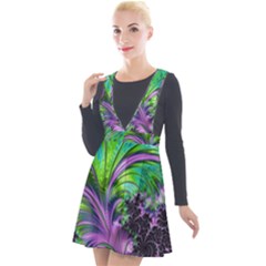 Fractal Art Artwork Feather Swirl Plunge Pinafore Velour Dress