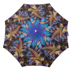 Fractal Feather Swirl Purple Blue Straight Umbrellas by Pakrebo