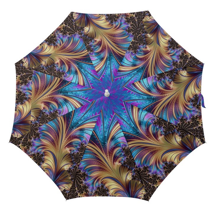 Fractal Feather Swirl Purple Blue Straight Umbrellas