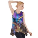 Fractal Feather Swirl Purple Blue Side Drop Tank Tunic View1