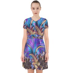 Fractal Feather Swirl Purple Blue Adorable In Chiffon Dress by Pakrebo