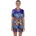 Fractal Feather Swirl Purple Blue Satin Short Sleeve Pyjamas Set View1