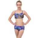 Fractal Feather Swirl Purple Blue Layered Top Bikini Set View1