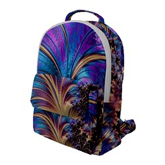 Fractal Feather Swirl Purple Blue Flap Pocket Backpack (large)