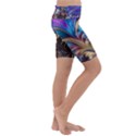 Fractal Feather Swirl Purple Blue Kids  Lightweight Velour Cropped Yoga Leggings View3