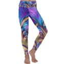 Fractal Feather Swirl Purple Blue Kids  Lightweight Velour Classic Yoga Leggings View1