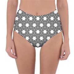 Geometric Floral Curved Shape Motif Reversible High-waist Bikini Bottoms by Pakrebo