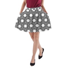 Geometric Floral Curved Shape Motif A-line Pocket Skirt by Pakrebo