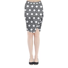 Geometric Floral Curved Shape Motif Midi Wrap Pencil Skirt by Pakrebo