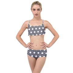 Geometric Floral Curved Shape Motif Layered Top Bikini Set by Pakrebo