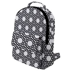 Geometric Floral Curved Shape Motif Flap Pocket Backpack (small) by Pakrebo