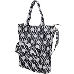 Geometric Floral Curved Shape Motif Shoulder Tote Bag