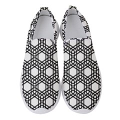 Geometric Floral Curved Shape Motif Women s Slip On Sneakers