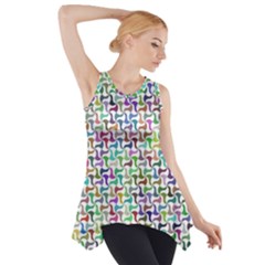 Geometric Floral Shape Geometrical Side Drop Tank Tunic by Pakrebo