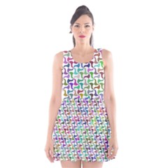 Geometric Floral Shape Geometrical Scoop Neck Skater Dress by Pakrebo