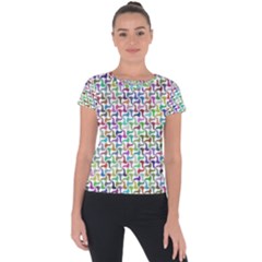 Geometric Floral Shape Geometrical Short Sleeve Sports Top  by Pakrebo