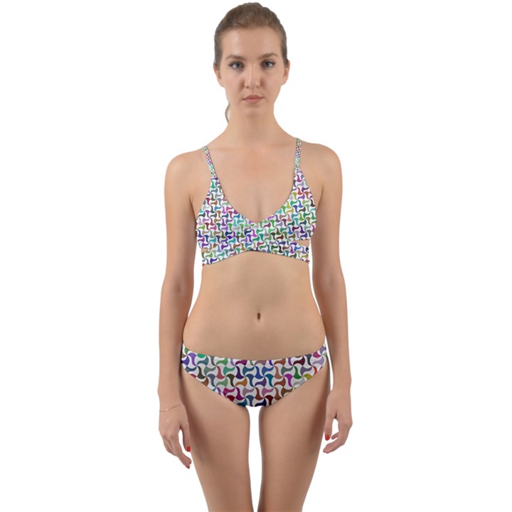 Geometric Floral Shape Geometrical Wrap Around Bikini Set