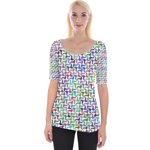 Geometric Floral Shape Geometrical Wide Neckline Tee by Pakrebo