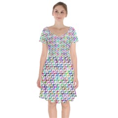 Geometric Floral Shape Geometrical Short Sleeve Bardot Dress by Pakrebo