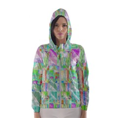 Pastel Quilt Background Texture Hooded Windbreaker (women) by Pakrebo