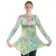 Pastel Quilt Background Texture Long Sleeve Tunic  by Pakrebo