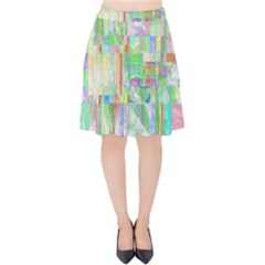 Pastel Quilt Background Texture Velvet High Waist Skirt by Pakrebo