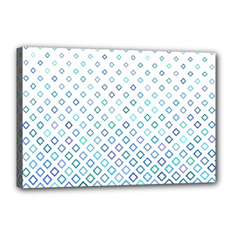 Square Pattern Geometric Blue Canvas 18  X 12  (stretched) by Pakrebo