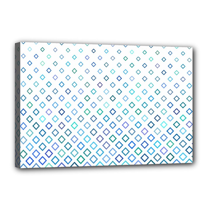 Square Pattern Geometric Blue Canvas 18  x 12  (Stretched)