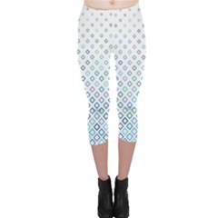 Square Pattern Geometric Blue Capri Leggings  by Pakrebo