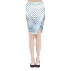 Square Pattern Geometric Blue Midi Wrap Pencil Skirt