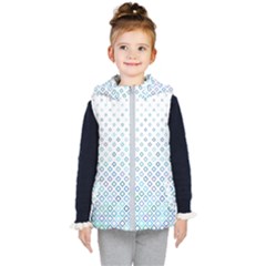 Square Pattern Geometric Blue Kids  Hooded Puffer Vest by Pakrebo