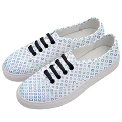 Square Pattern Geometric Blue Women s Classic Low Top Sneakers by Pakrebo