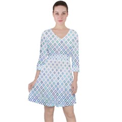 Square Pattern Geometric Blue Ruffle Dress by Pakrebo