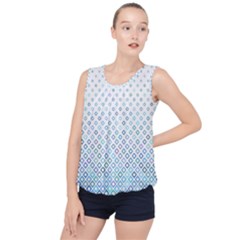 Square Pattern Geometric Blue Bubble Hem Chiffon Tank Top