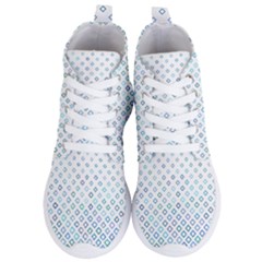 Square Pattern Geometric Blue Women s Lightweight High Top Sneakers by Pakrebo