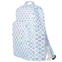 Square Pattern Geometric Blue Double Compartment Backpack