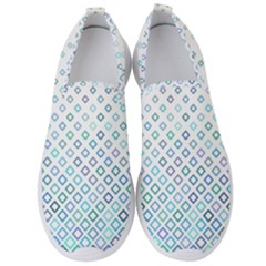 Square Pattern Geometric Blue Men s Slip On Sneakers