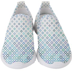 Square Pattern Geometric Blue Kids  Slip On Sneakers