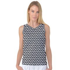 White Line Wave Black Pattern Women s Basketball Tank Top by Pakrebo