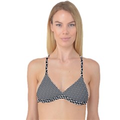 White Line Wave Black Pattern Reversible Tri Bikini Top by Pakrebo